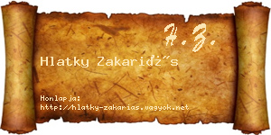 Hlatky Zakariás névjegykártya